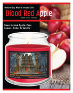 Haunted House II - Blood Red Apple 14 oz Candle Glass Jar with Brushed Silver Metal Lid