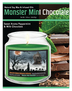 Harvest Moon Collection I - Monster Mint Chocolate 14 oz Candle Glass Jar with Brushed Silver Metal Lid