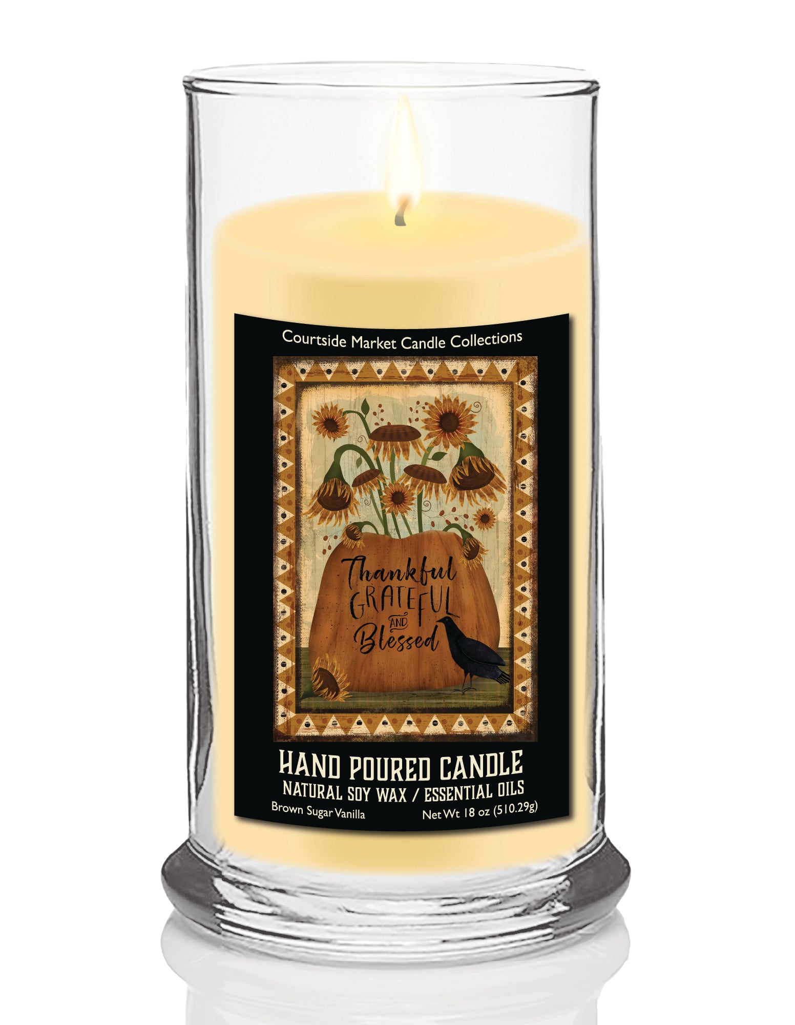 Thankful Grateful Blessed - Brown Sugar Vanilla 18 oz Status Candle Glass
