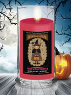 Trick Or Treat Witch Flag 18 oz Status Candle Glass