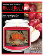 Fall Wagon - Blood Red Apple 14 oz Candle Glass Jar with Brushed Silver Metal Lid