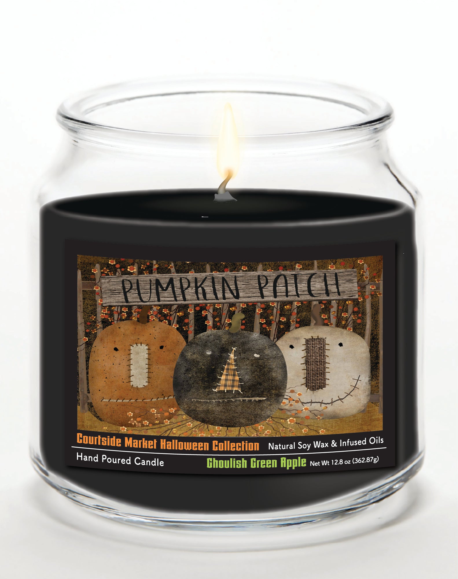 Pumpkin Patch 14 oz Candle Glass Jar with Brushed Silver Metal Lid