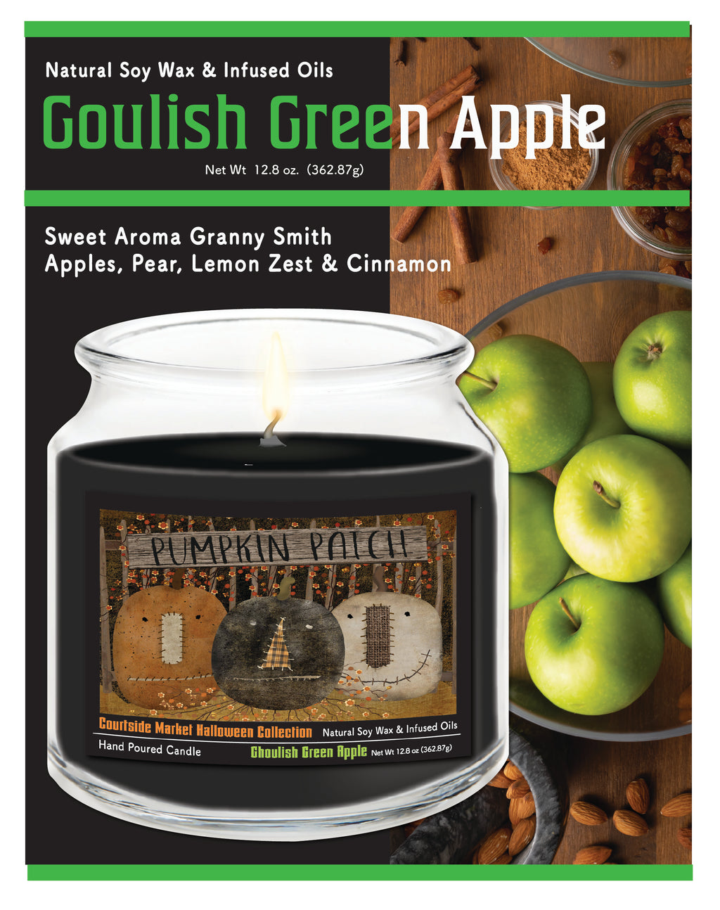 Pumpkin Patch 14 oz Candle Glass Jar with Brushed Silver Metal Lid