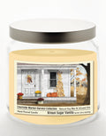 Autumn Porch - Brown Sugar Vanilla 14 oz Candle Glass Jar with Brushed Silver Metal Lid