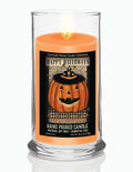 Jack O Lantern Witch Hat - Candy Corn 18 oz Status Candle Glass
