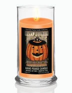 Jack O Lantern Witch Hat - Candy Corn 18 oz Status Candle Glass