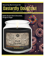 Palm Reader - Dastardly Doughnut 14 oz Candle Glass Jar with Brushed Silver Metal Lid