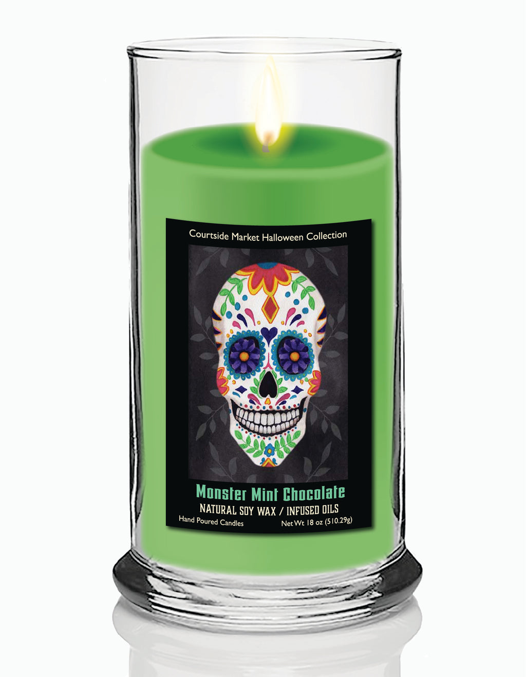Sugar Skull 2 - Monster Mint Chocolate 18 oz Status Candle Glass