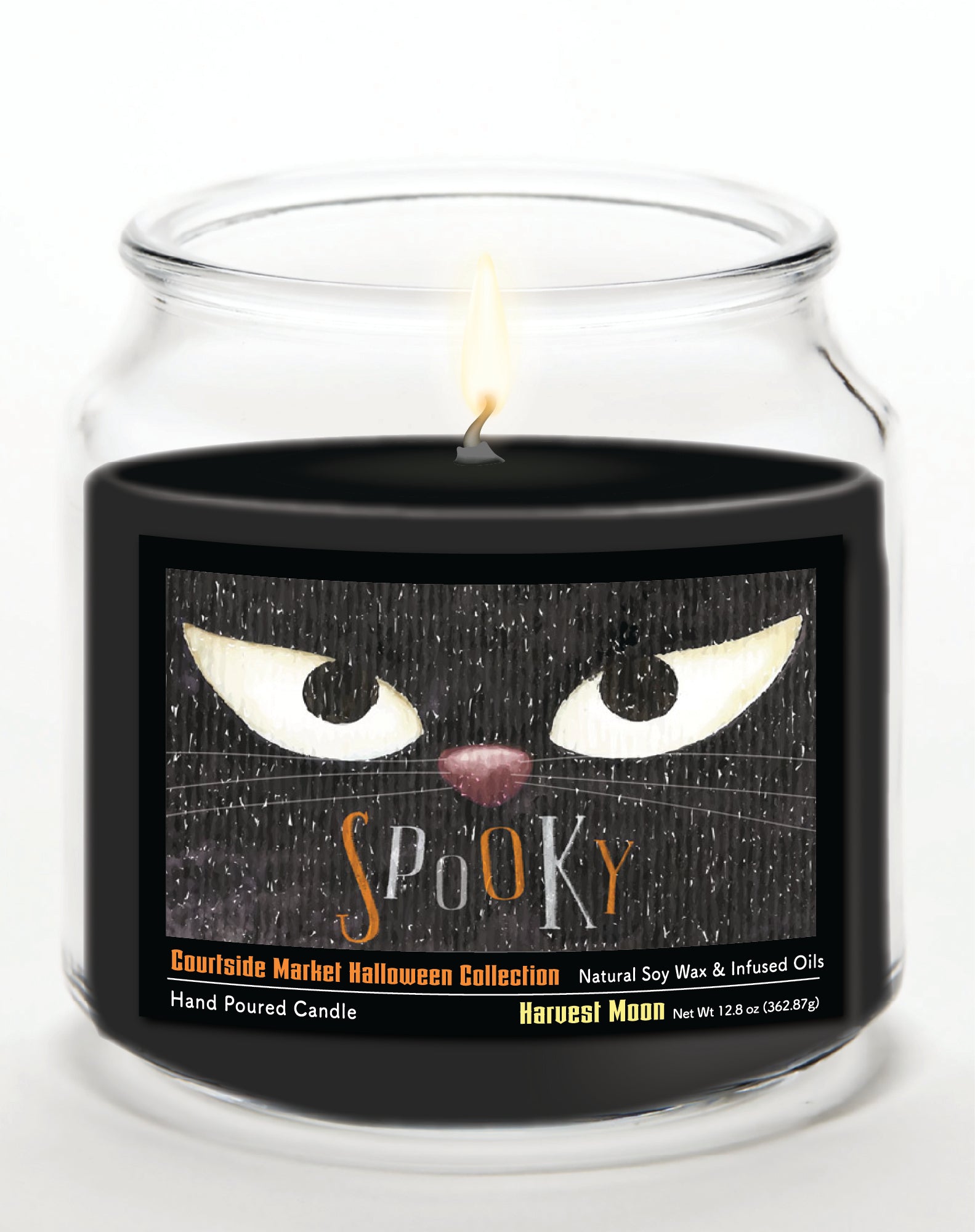 Spooky - Honey Vanilla 14 oz Candle Glass Jar with Brushed Silver Metal Lid
