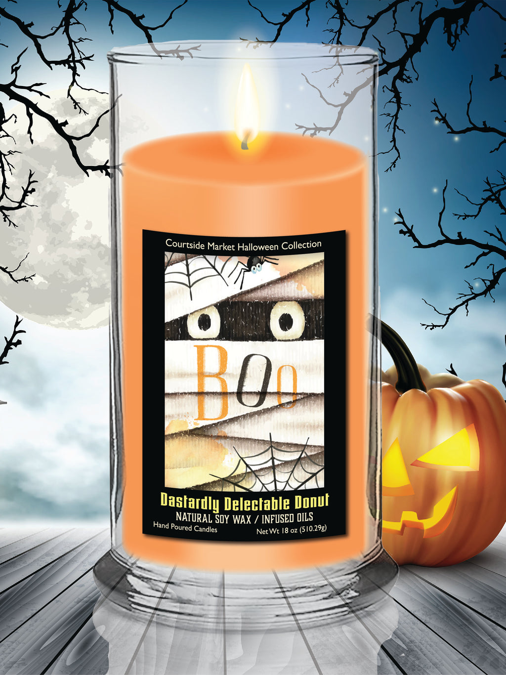 Boo 18 oz Status Candle Glass