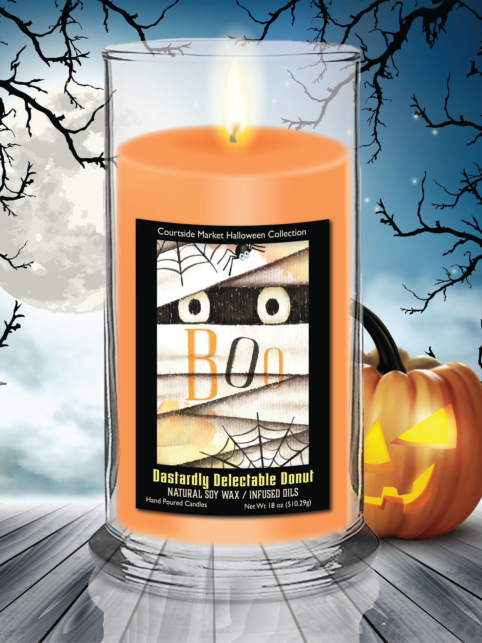 Boo 18 oz Status Candle Glass