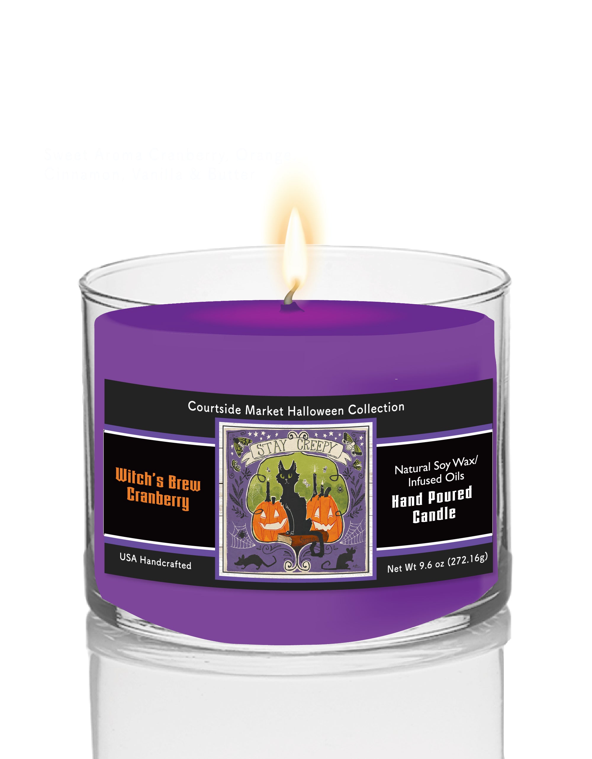 Stay Creepy V - Witches Brew Cranberry 9.6 oz Soy Wax Candle in Glass Jar