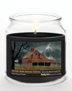 Halloween Collection Barn Lighting - Candy Corn 14 oz Candle Glass Jar with Brushed Silver Metal Lid