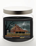 Halloween Collection Barn Lighting - Candy Corn 14 oz Candle Glass Jar with Brushed Silver Metal Lid