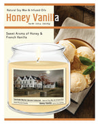 Harvest Collection Country - Honey Vanilla 14 oz Candle Glass Jar with Brushed Silver Metal Lid