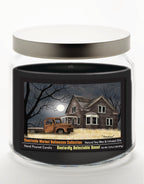 Halloween Collection Barn Moon Light - Dastardly Doughnut 14 oz Candle Glass Jar with Brushed Silver Metal Lid