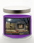 Halloween Collection Black Cat & Jack-O-Lantern - Candy Corn 14 oz Candle Glass Jar with Brushed Silver Metal Lid
