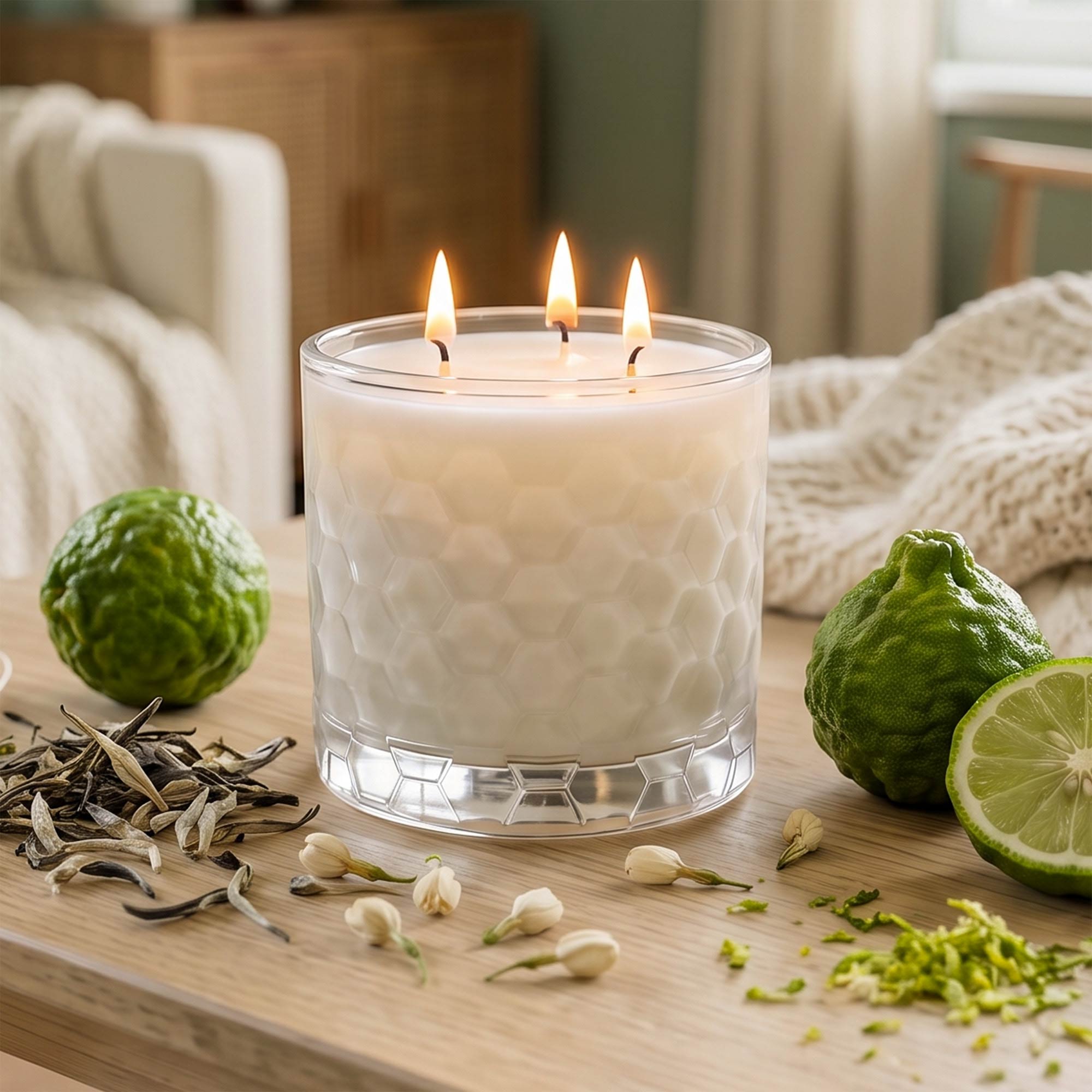 White Tea & Bergamot - Courtisde Essentials 3 Wick 13.5oz Soy Wax Candle