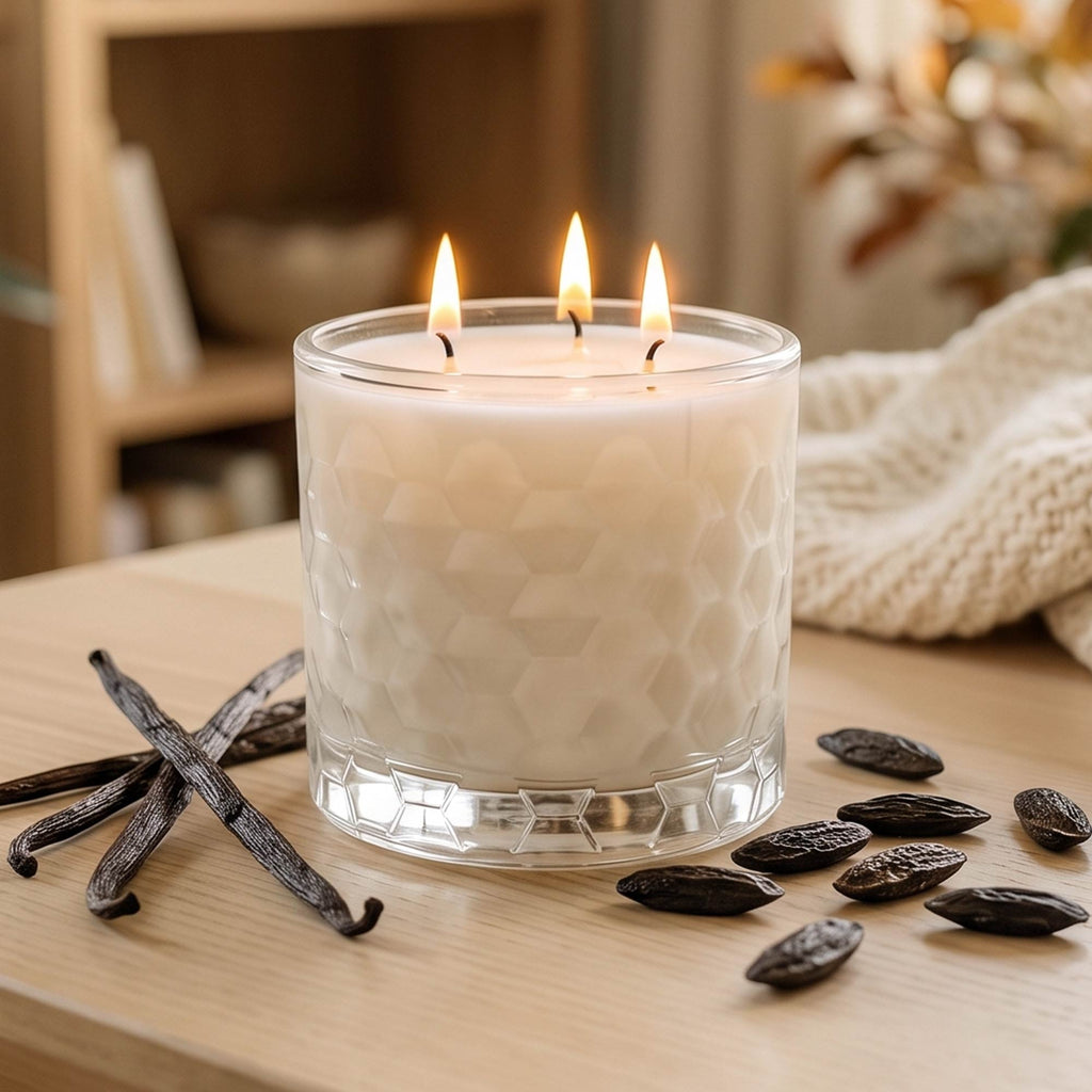 Vanilla & Tonka Bean - Courtside Essentials 3 WickGlass Vessel Fill Volume: 13.5oz. 13.5oz Soy Wax Candle