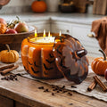 Pumpkin Spice + Apple 56oz 5-Wick Candle in Glass Pumpkin Vessel
