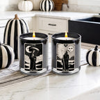 Sun and Moon Tarot - Black Plum + Amber (2) 12oz Soy Wax Candle/Decorative Glass Set