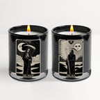 Sun and Moon Tarot - Black Plum + Amber (2) 12oz Soy Wax Candle/Decorative Glass Set
