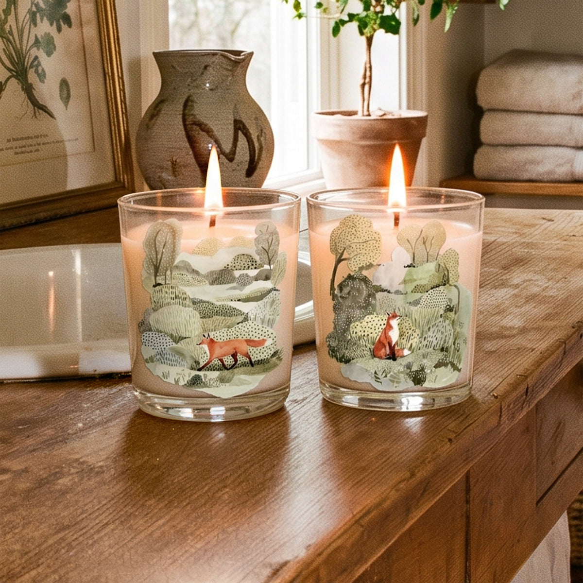 Fox Adventure - Cinnamon Pear and Honey Vanilla 9.6 Soy Wax Candle 2 Piece Set