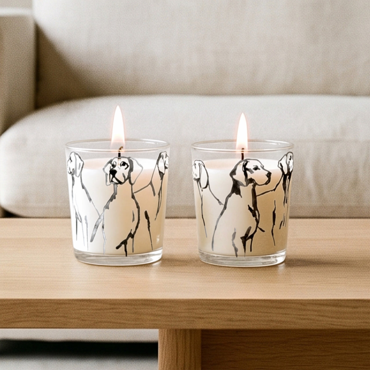 Pups in Watercolor - Sandalwood and Bergamot 9.6oz Candle 2 Piece Set