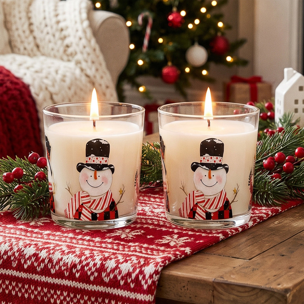 Snowmen - 9.6oz Sugar Cookie Candle 2 Piece Set
