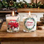 Merry Christmas - Balsam Fir and Peppermint 9.6oz Candle 2 Piece Set