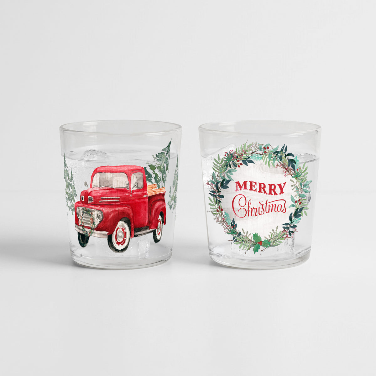Merry Christmas - Balsam Fir and Peppermint 9.6oz Candle 2 Piece Set