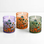 Pumpkin Blooms - Pumpkin + Brown Sugar (3) 12oz Soy Wax Candle/Decorative Glass Set