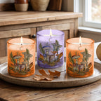 Mushroom Harvest - Autumn Leaf + Nutmeg (3) 12oz Soy Wax Candle/Decorative Glass Set