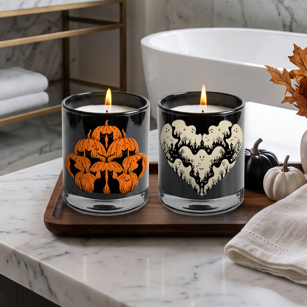 Halloween Spirits - Spiced Plum + Vanilla 12oz Soy Wax Candle/Decorative Glass Set