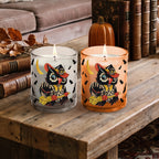Vintage Owl - Pumpkin + Cedarwood (2) 12oz Soy Wax Candle/Decorative Glass Set