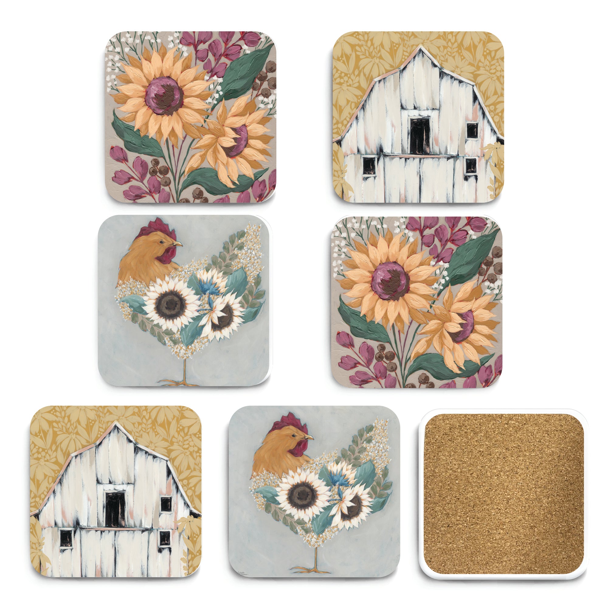 White Barn - Ceramic Coasters - Set of 6