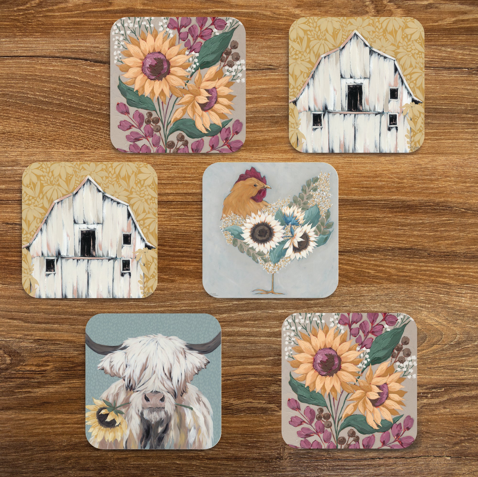 White Barn - Ceramic Coasters - Set of 6