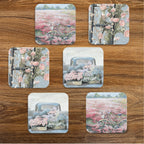 Bike in the Field - Ceramic Coasters - Set of 6