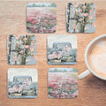 Bike in the Field - Ceramic Coasters - Set of 6