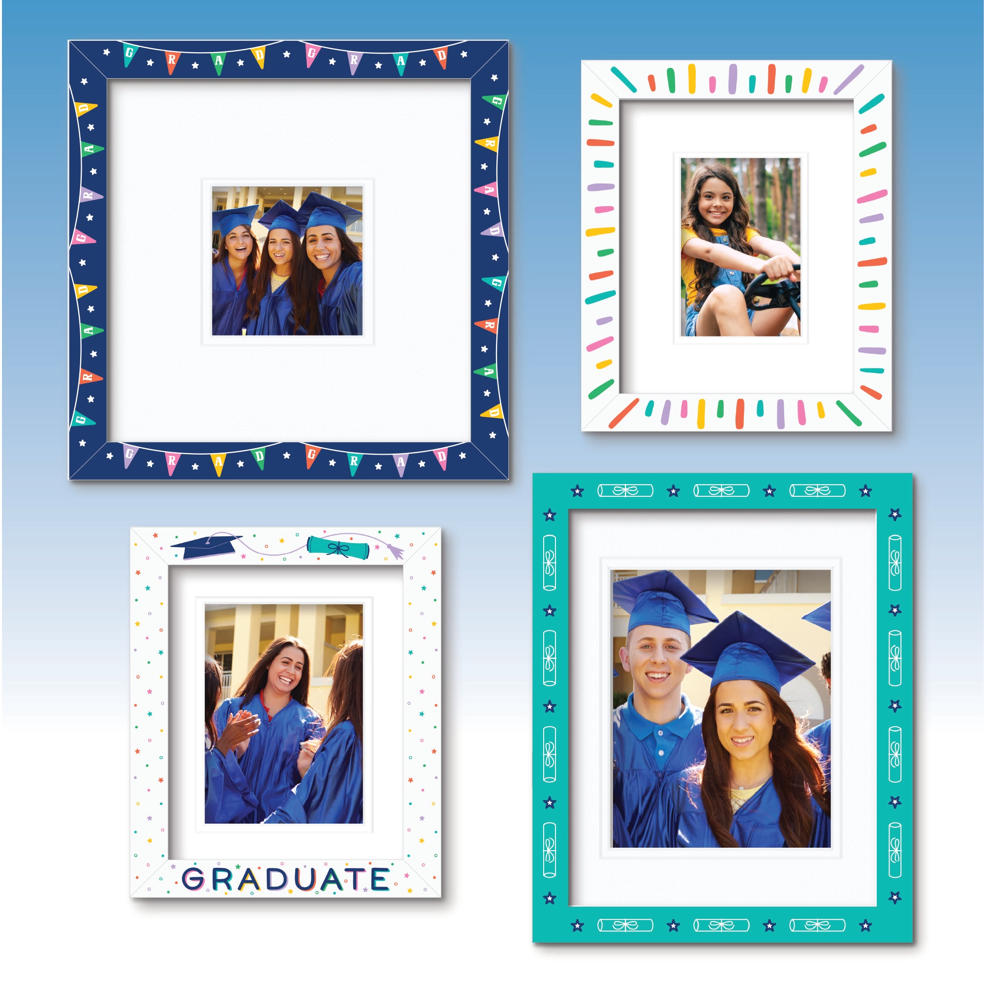 ColorBloom Moments™ - Multi-Color Grads - Set Easel Back/Wall Frame
