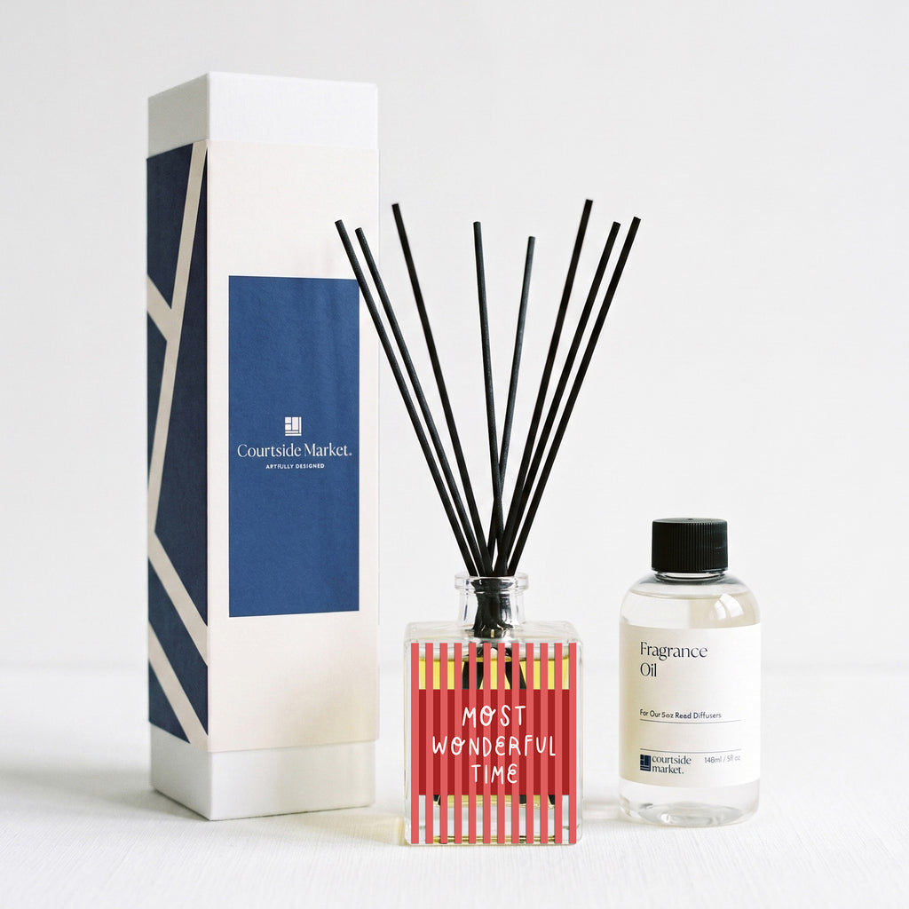Most Wonderful Time - Poached Pear & Vanilla 5oz Oil Reed Diffuser Set