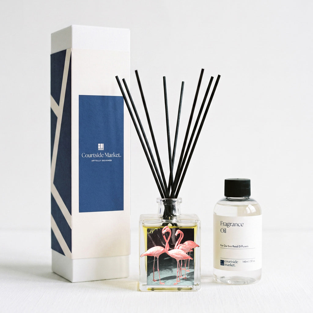 Flamingos - Pink Grapefruit & Sea Salt 5oz Oil Reed Diffuser Set
