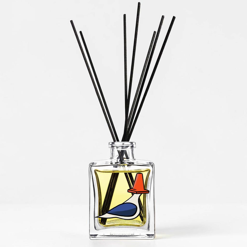 Traffic Cone Pigeon - Bergamot Woods 5oz Oil Reed Diffuser Set - Tine Bird Collection
