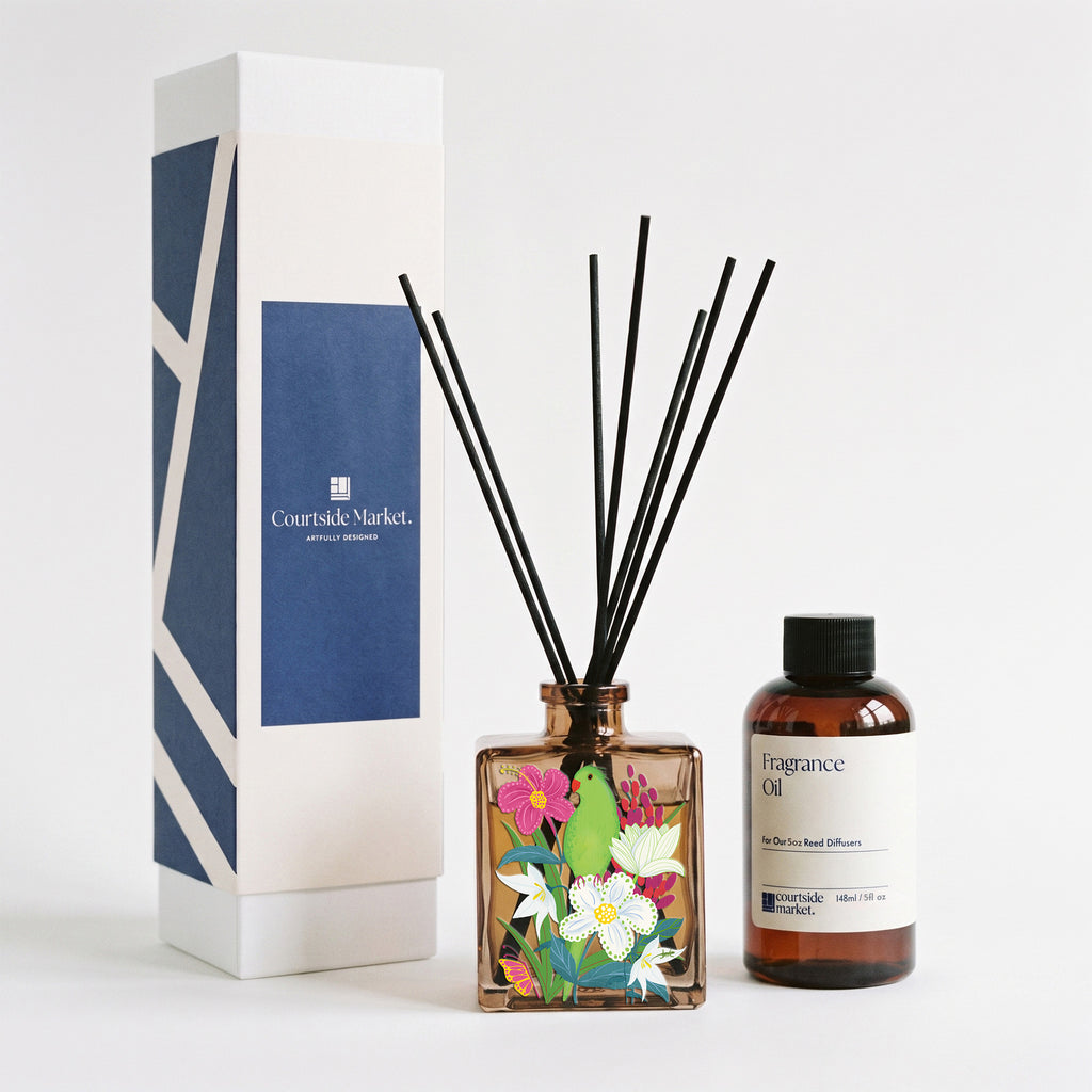 Hawaii - Coconut and Hibiscus 5oz Oil Reed Diffuser Set - Michelle Ingari Parrot Paradise Collection