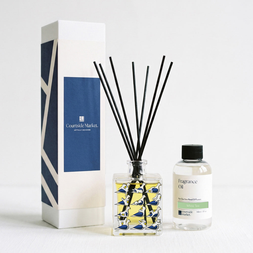 Thank Yous - White Tea 5oz Oil Reed Diffuser Set - Tine Bird Collection