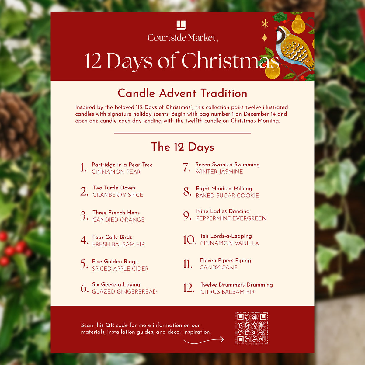 Courtside Market 12 Days of Christmas - Candle Advent Calendar Gift Set