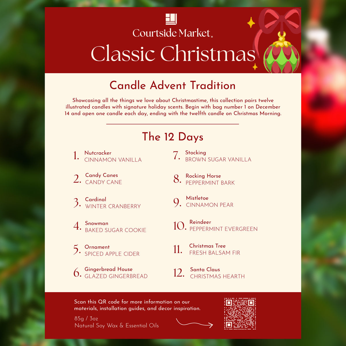 Courtside Market Classic Christmas - Candle Advent Calendar Gift Set