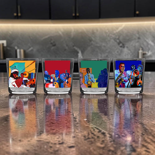 "Jazz Scenes" by Steve Spencer - 4 piece Glass Set