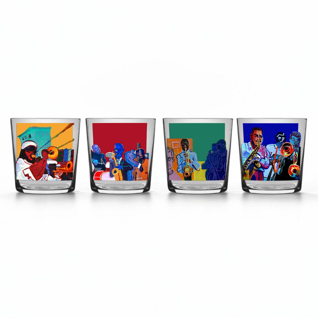 "Jazz Scenes" by Steve Spencer - 4 piece Glass Set