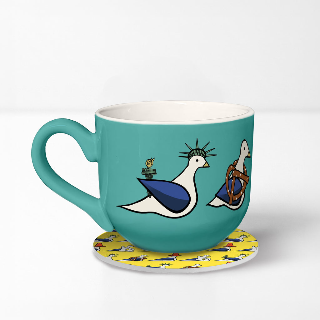NYC Pigeons - Mug and Coaster Set - Tine Bird Collection